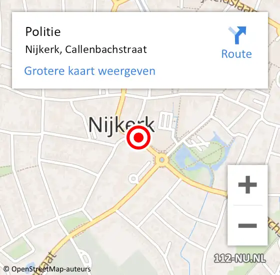 Locatie op kaart van de 112 melding: Politie Nijkerk, Callenbachstraat op 30 oktober 2021 10:38