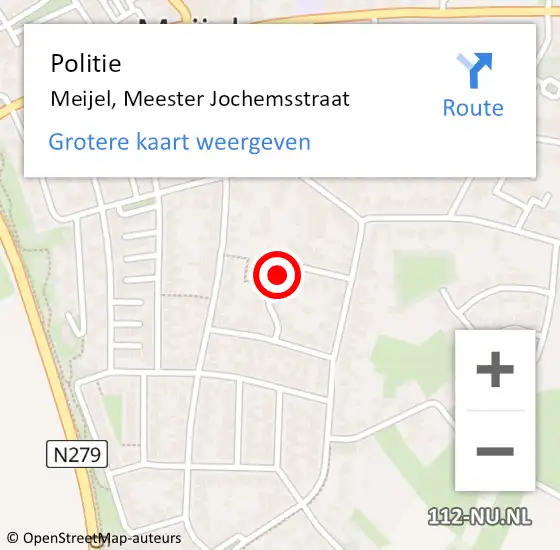 Locatie op kaart van de 112 melding: Politie Meijel, Meester Jochemsstraat op 30 oktober 2021 10:46