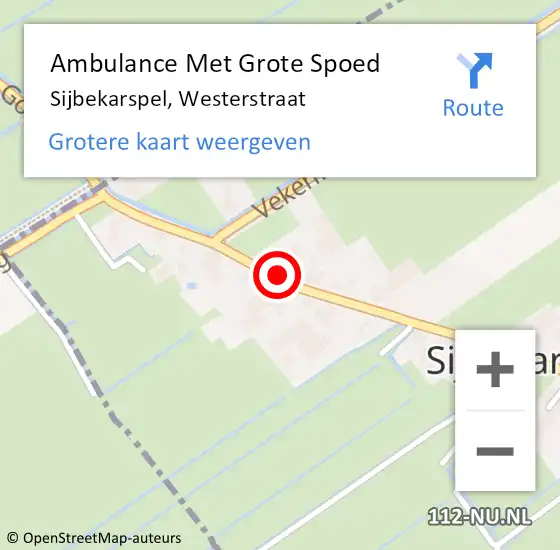 Locatie op kaart van de 112 melding: Ambulance Met Grote Spoed Naar Sijbekarspel, Westerstraat op 30 oktober 2021 10:50