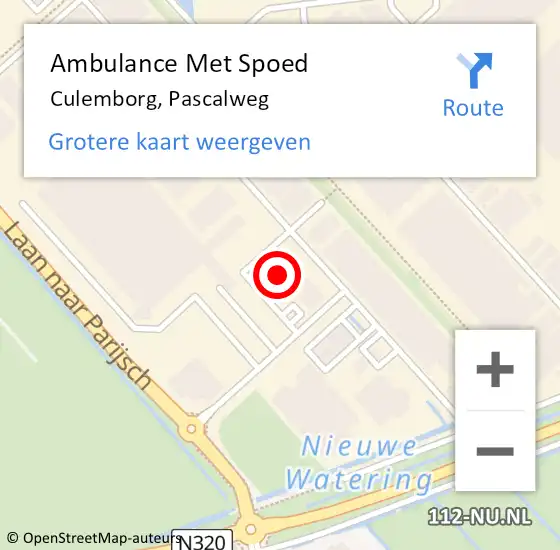 Locatie op kaart van de 112 melding: Ambulance Met Spoed Naar Culemborg, Pascalweg op 30 oktober 2021 11:01