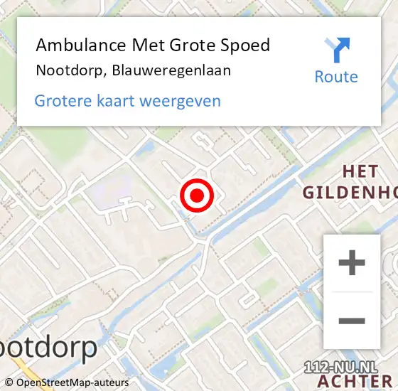 Locatie op kaart van de 112 melding: Ambulance Met Grote Spoed Naar Nootdorp, Blauweregenlaan op 30 oktober 2021 11:11