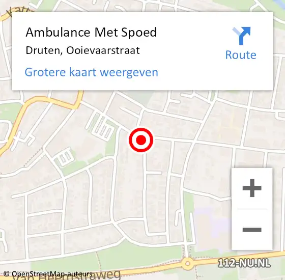 Locatie op kaart van de 112 melding: Ambulance Met Spoed Naar Druten, Ooievaarstraat op 30 oktober 2021 11:13