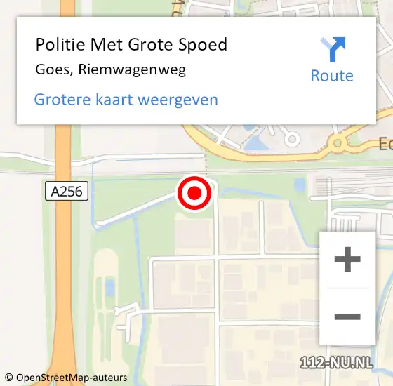 Locatie op kaart van de 112 melding: Politie Met Grote Spoed Naar Goes, Riemwagenweg op 30 oktober 2021 11:17