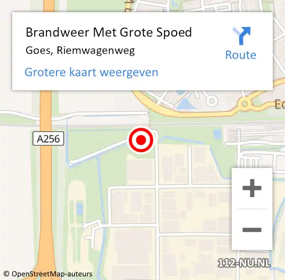 Locatie op kaart van de 112 melding: Brandweer Met Grote Spoed Naar Goes, Riemwagenweg op 30 oktober 2021 11:17