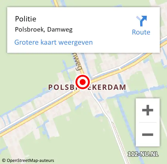 Locatie op kaart van de 112 melding: Politie Polsbroek, Damweg op 30 oktober 2021 11:20