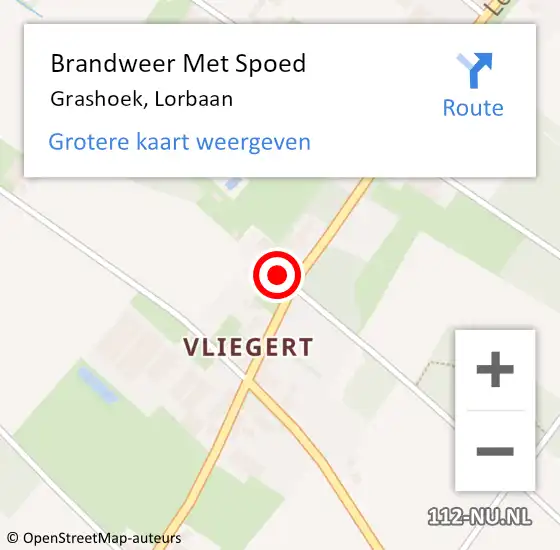 Locatie op kaart van de 112 melding: Brandweer Met Spoed Naar Grashoek, Lorbaan op 30 oktober 2021 11:45