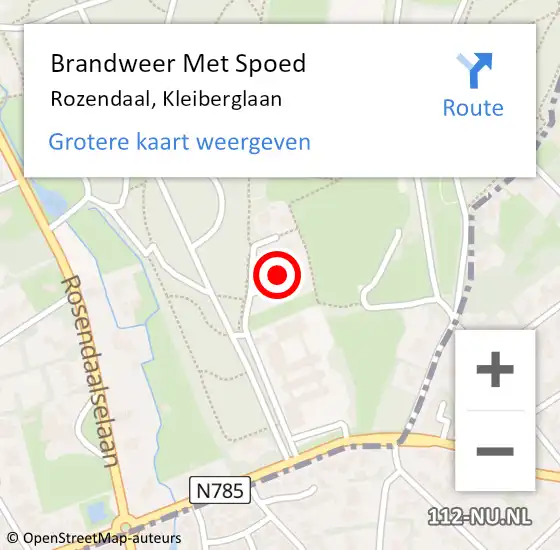 Locatie op kaart van de 112 melding: Brandweer Met Spoed Naar Rozendaal, Kleiberglaan op 30 oktober 2021 12:01