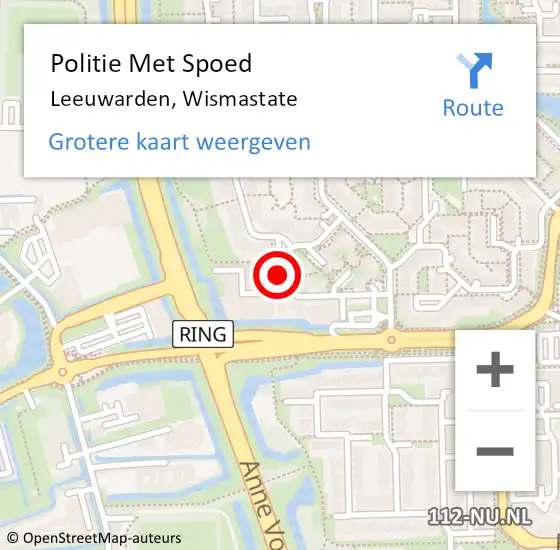 Locatie op kaart van de 112 melding: Politie Met Spoed Naar Leeuwarden, Wismastate op 30 oktober 2021 12:20