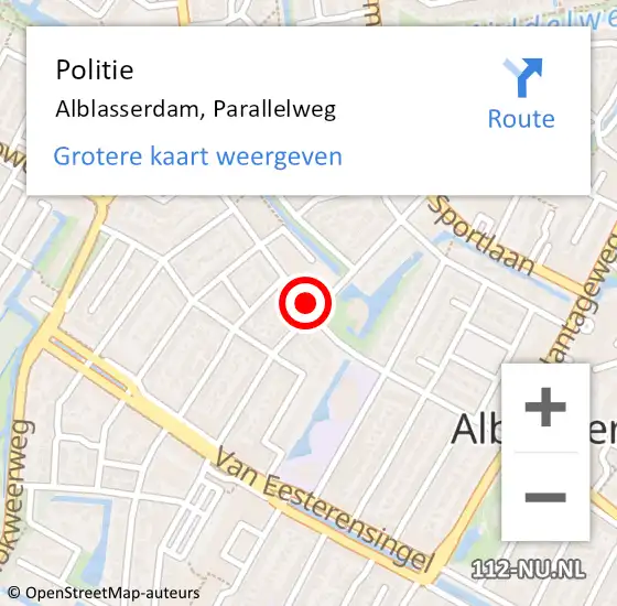 Locatie op kaart van de 112 melding: Politie Alblasserdam, Parallelweg op 30 oktober 2021 12:37