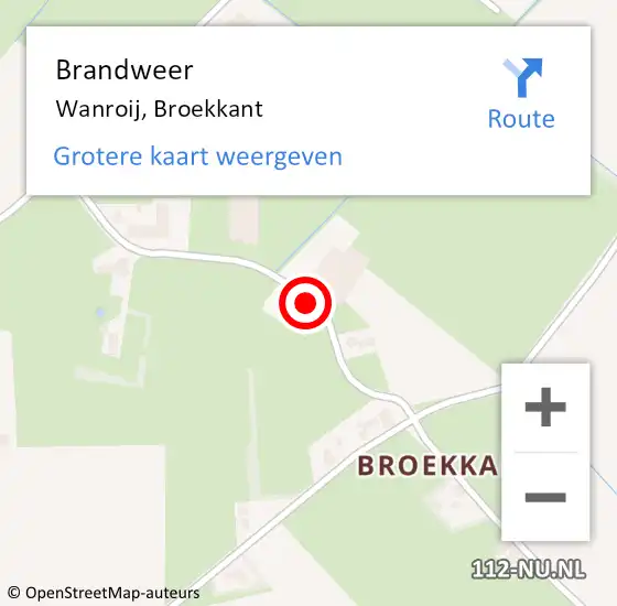 Locatie op kaart van de 112 melding: Brandweer Wanroij, Broekkant op 27 juni 2014 16:29