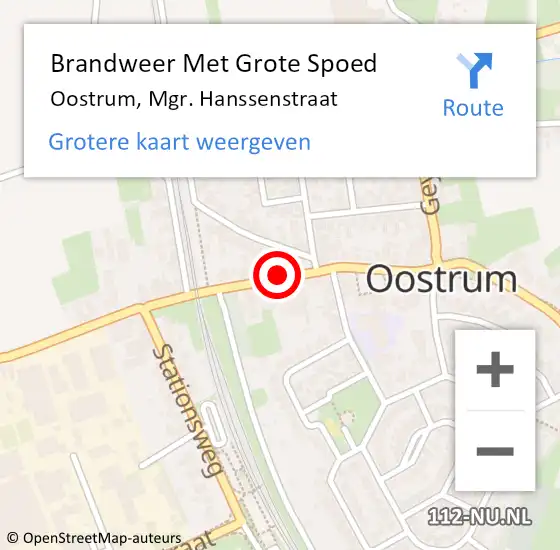 Locatie op kaart van de 112 melding: Brandweer Met Grote Spoed Naar Oostrum, Mgr. Hanssenstraat op 30 oktober 2021 13:15