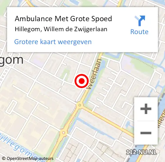 Locatie op kaart van de 112 melding: Ambulance Met Grote Spoed Naar Hillegom, Willem de Zwijgerlaan op 30 oktober 2021 13:16