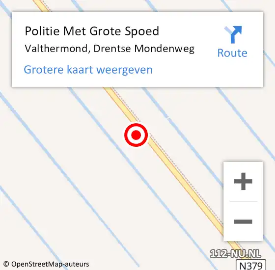 Locatie op kaart van de 112 melding: Politie Met Grote Spoed Naar Valthermond, Drentse Mondenweg op 30 oktober 2021 13:23