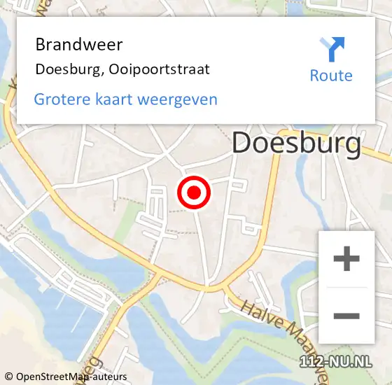 Locatie op kaart van de 112 melding: Brandweer Doesburg, Ooipoortstraat op 30 oktober 2021 13:48