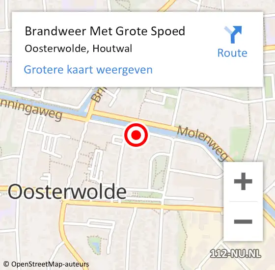 Locatie op kaart van de 112 melding: Brandweer Met Grote Spoed Naar Oosterwolde, Houtwal op 30 oktober 2021 14:07