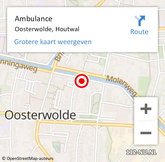 Locatie op kaart van de 112 melding: Ambulance Oosterwolde, Houtwal op 30 oktober 2021 14:09