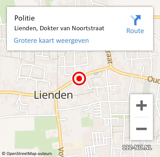 Locatie op kaart van de 112 melding: Politie Lienden, Dokter van Noortstraat op 30 oktober 2021 14:31