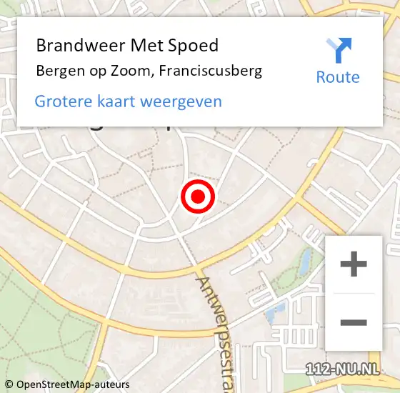 Locatie op kaart van de 112 melding: Brandweer Met Spoed Naar Bergen op Zoom, Franciscusberg op 30 oktober 2021 14:38