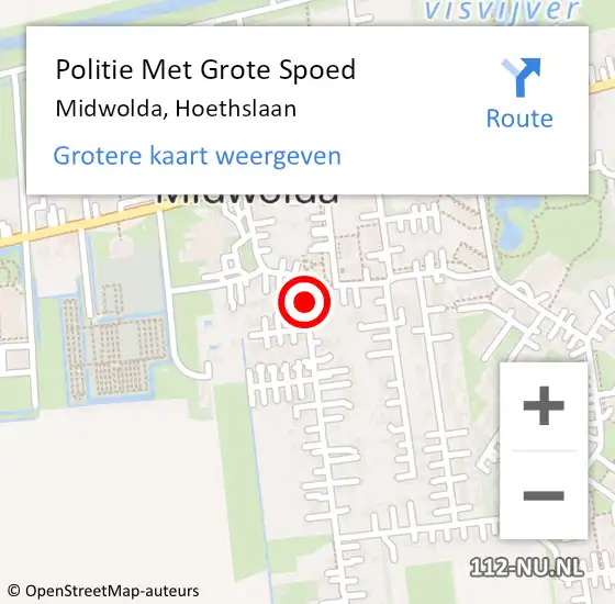 Locatie op kaart van de 112 melding: Politie Met Grote Spoed Naar Midwolda, Hoethslaan op 30 oktober 2021 15:12