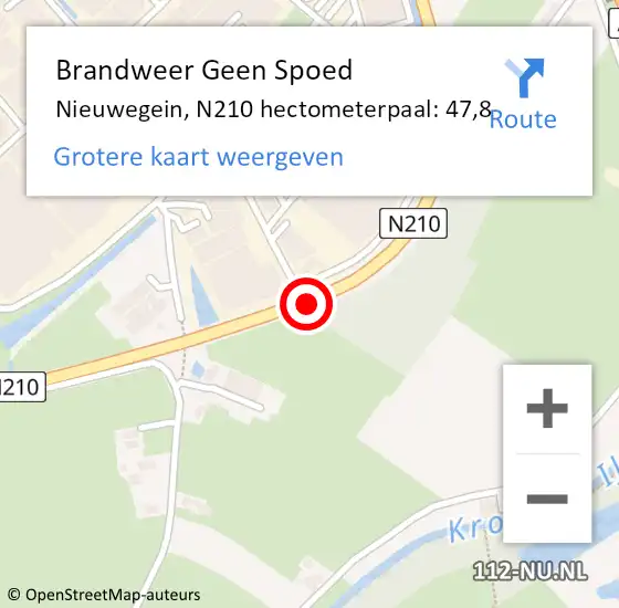 Locatie op kaart van de 112 melding: Brandweer Geen Spoed Naar Nieuwegein, N210 hectometerpaal: 47,8 op 30 oktober 2021 15:13