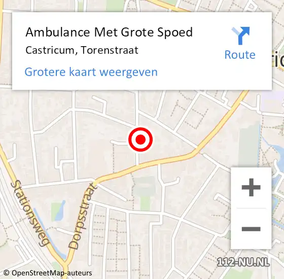 Locatie op kaart van de 112 melding: Ambulance Met Grote Spoed Naar Castricum, Torenstraat op 30 oktober 2021 15:17