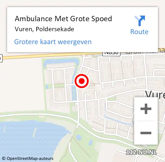 Locatie op kaart van de 112 melding: Ambulance Met Grote Spoed Naar Vuren, Poldersekade op 30 oktober 2021 15:24
