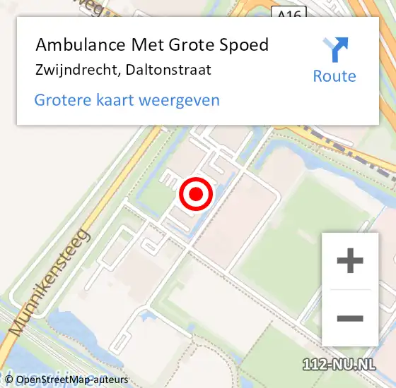 Locatie op kaart van de 112 melding: Ambulance Met Grote Spoed Naar Zwijndrecht, Daltonstraat op 30 oktober 2021 15:57