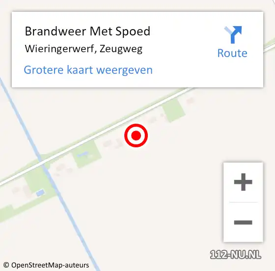 Locatie op kaart van de 112 melding: Brandweer Met Spoed Naar Wieringerwerf, Zeugweg op 30 oktober 2021 16:20