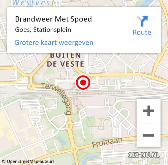 Locatie op kaart van de 112 melding: Brandweer Met Spoed Naar Goes, Stationsplein op 27 juni 2014 16:47