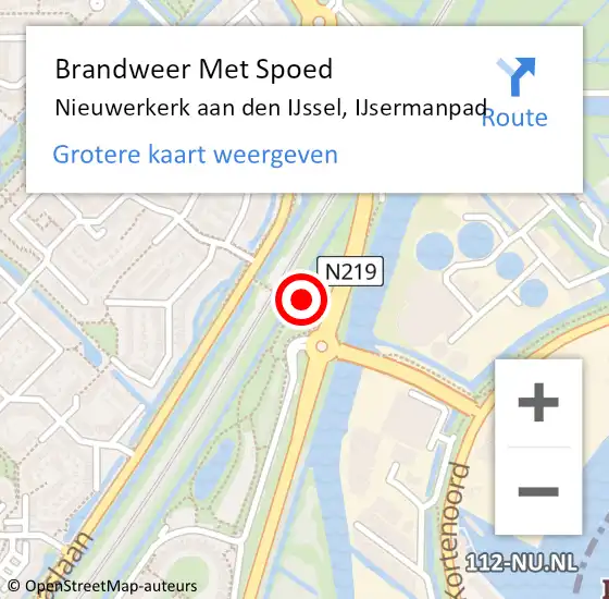 Locatie op kaart van de 112 melding: Brandweer Met Spoed Naar Nieuwerkerk aan den IJssel, IJsermanpad op 30 oktober 2021 16:56