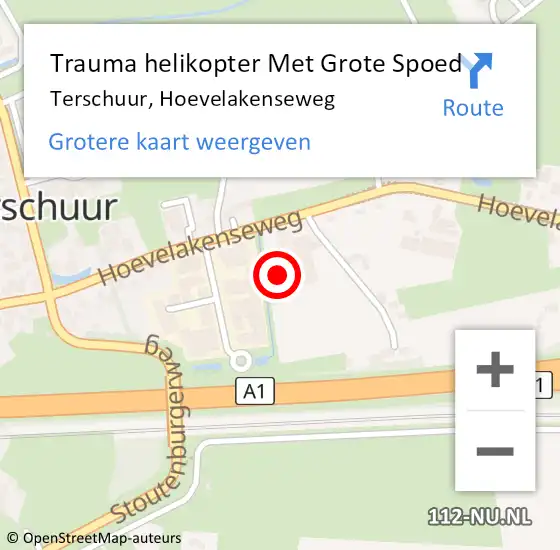 Locatie op kaart van de 112 melding: Trauma helikopter Met Grote Spoed Naar Terschuur, Hoevelakenseweg op 30 oktober 2021 17:00