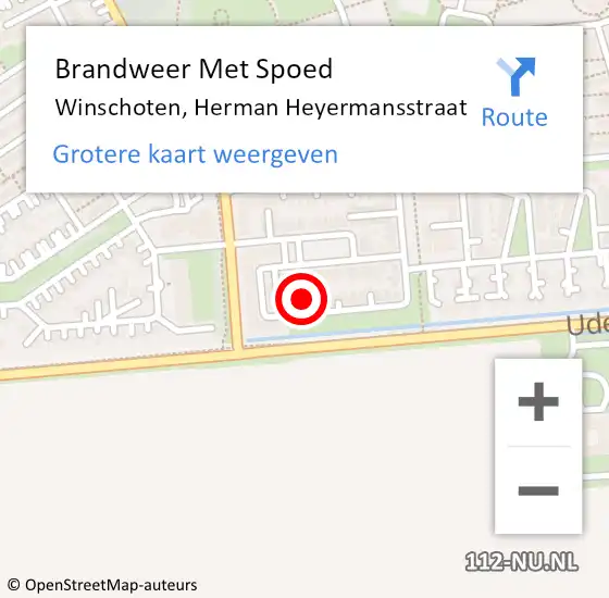 Locatie op kaart van de 112 melding: Brandweer Met Spoed Naar Winschoten, Herman Heyermansstraat op 30 oktober 2021 17:00