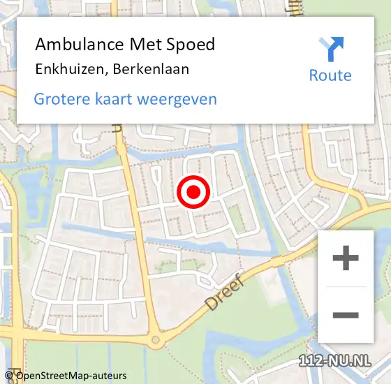 Locatie op kaart van de 112 melding: Ambulance Met Spoed Naar Enkhuizen, Berkenlaan op 30 oktober 2021 17:01