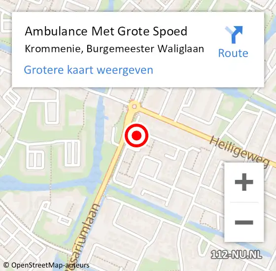 Locatie op kaart van de 112 melding: Ambulance Met Grote Spoed Naar Krommenie, Burgemeester Waliglaan op 30 oktober 2021 17:14