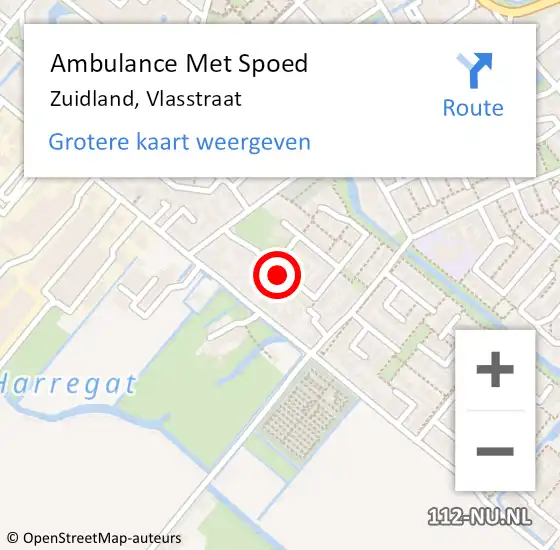 Locatie op kaart van de 112 melding: Ambulance Met Spoed Naar Zuidland, Vlasstraat op 30 oktober 2021 17:35