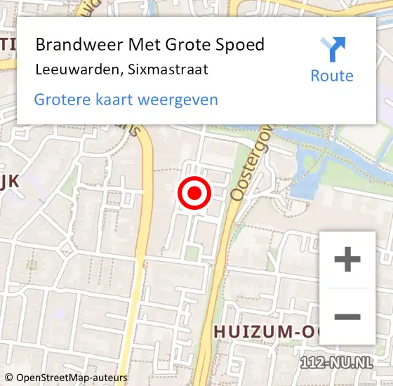 Locatie op kaart van de 112 melding: Brandweer Met Grote Spoed Naar Leeuwarden, Sixmastraat op 30 oktober 2021 17:38