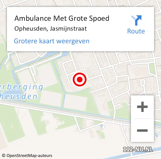 Locatie op kaart van de 112 melding: Ambulance Met Grote Spoed Naar Opheusden, Jasmijnstraat op 30 oktober 2021 17:53