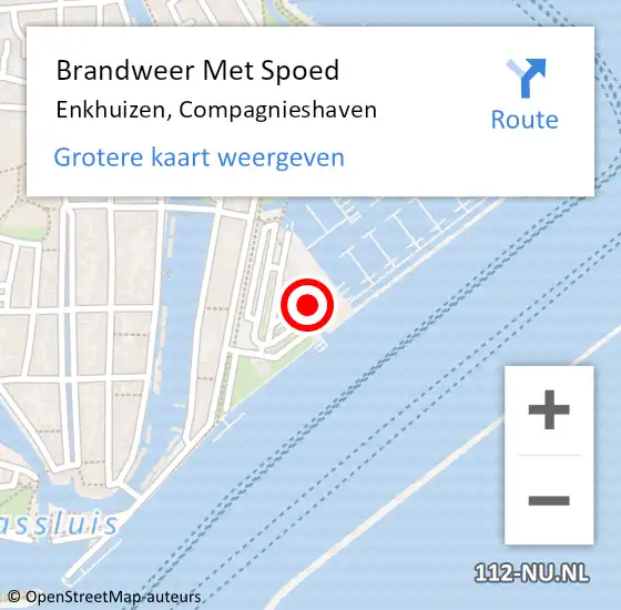 Locatie op kaart van de 112 melding: Brandweer Met Spoed Naar Enkhuizen, Compagnieshaven op 30 oktober 2021 18:24