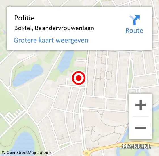 Locatie op kaart van de 112 melding: Politie Boxtel, Baandervrouwenlaan op 30 oktober 2021 18:33