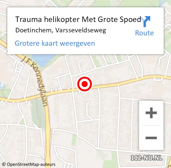 Locatie op kaart van de 112 melding: Trauma helikopter Met Grote Spoed Naar Doetinchem, Varsseveldseweg op 30 oktober 2021 19:05