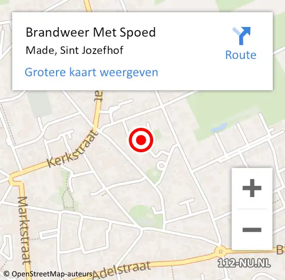 Locatie op kaart van de 112 melding: Brandweer Met Spoed Naar Made, Sint Jozefhof op 30 oktober 2021 19:09