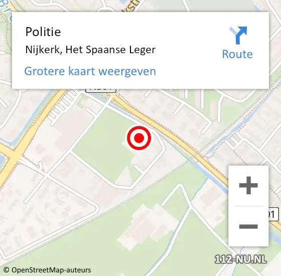 Locatie op kaart van de 112 melding: Politie Nijkerk, Het Spaanse Leger op 30 oktober 2021 19:24