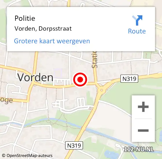 Locatie op kaart van de 112 melding: Politie Vorden, Dorpsstraat op 30 oktober 2021 19:36