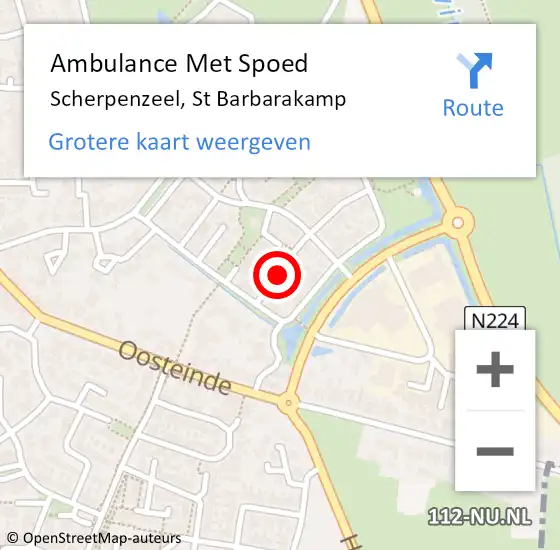 Locatie op kaart van de 112 melding: Ambulance Met Spoed Naar Scherpenzeel, St Barbarakamp op 30 oktober 2021 19:38