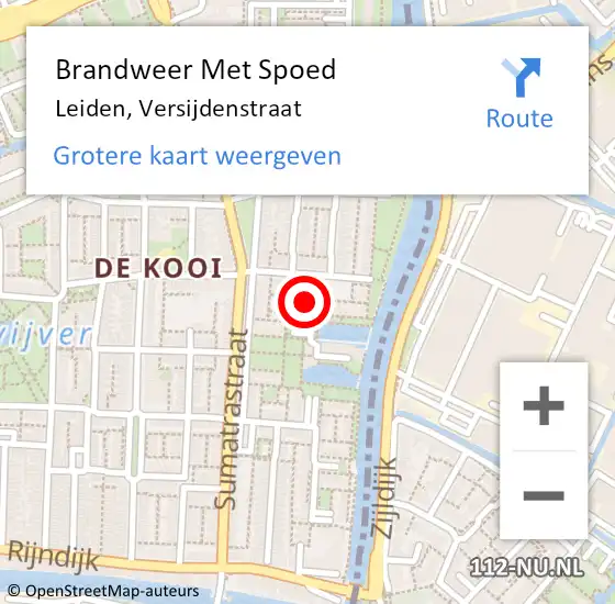 Locatie op kaart van de 112 melding: Brandweer Met Spoed Naar Leiden, Versijdenstraat op 30 oktober 2021 19:55