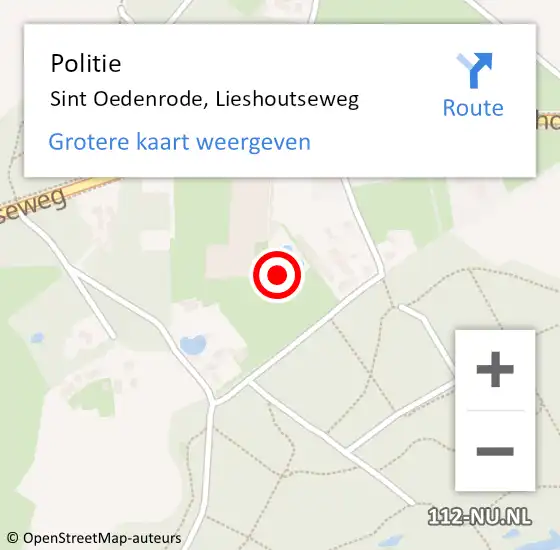 Locatie op kaart van de 112 melding: Politie Sint Oedenrode, Lieshoutseweg op 30 oktober 2021 20:00