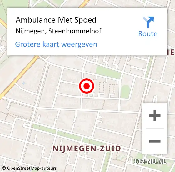 Locatie op kaart van de 112 melding: Ambulance Met Spoed Naar Nijmegen, Steenhommelhof op 30 oktober 2021 20:26