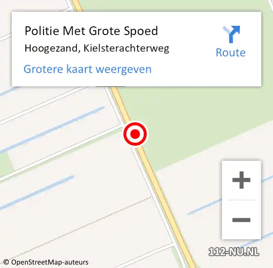 Locatie op kaart van de 112 melding: Politie Met Grote Spoed Naar Hoogezand, Kielsterachterweg op 30 oktober 2021 20:31