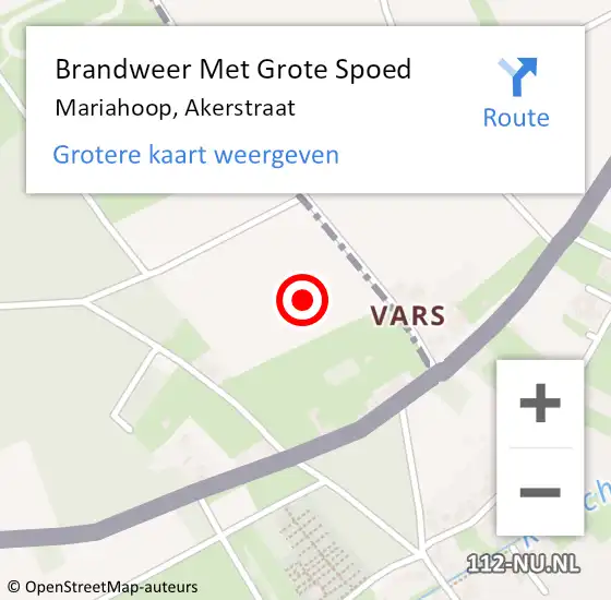 Locatie op kaart van de 112 melding: Brandweer Met Grote Spoed Naar Mariahoop, Akerstraat op 30 oktober 2021 21:15