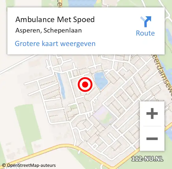 Locatie op kaart van de 112 melding: Ambulance Met Spoed Naar Asperen, Schepenlaan op 30 oktober 2021 21:40